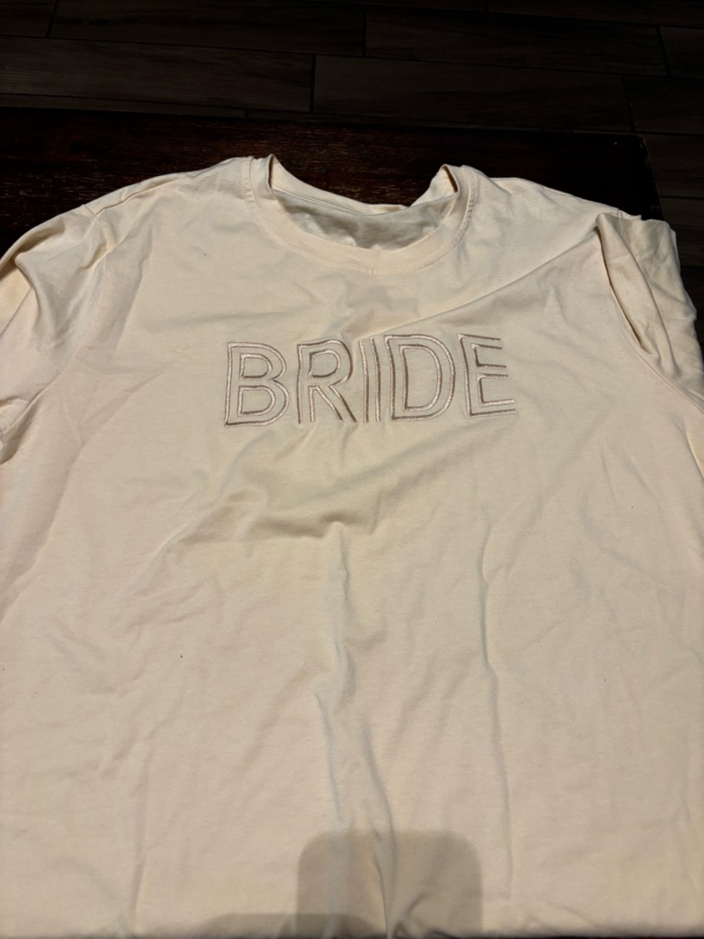 Bride Embroidered Tee in Light Cream